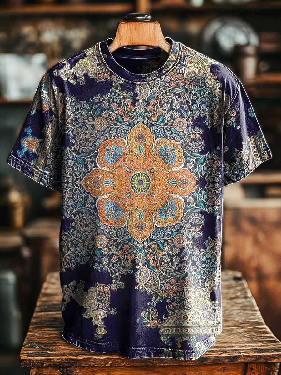 Unisex Retro Abstract Ethnic Mandala Printed Casual Loose Tee