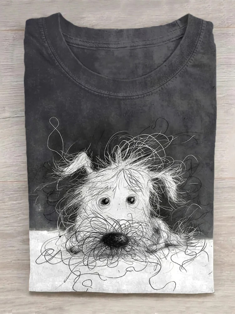 Cute Dog Scrawled Puppy Art Print Unisex Tee