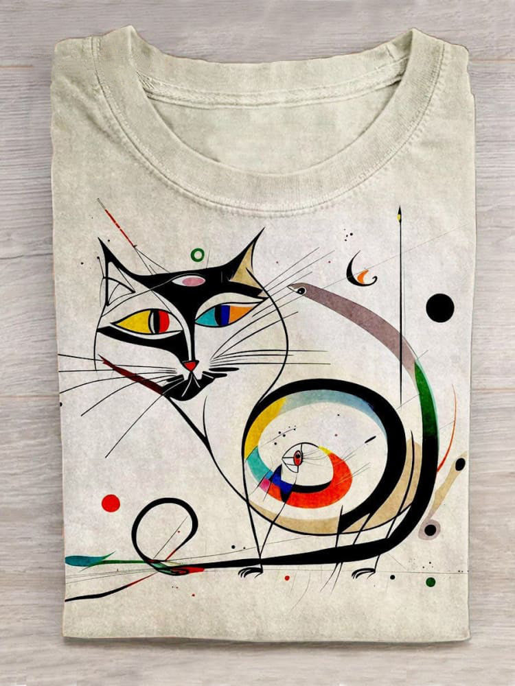 Funny Picasso Abstract Cat Art Design Unisex Tee