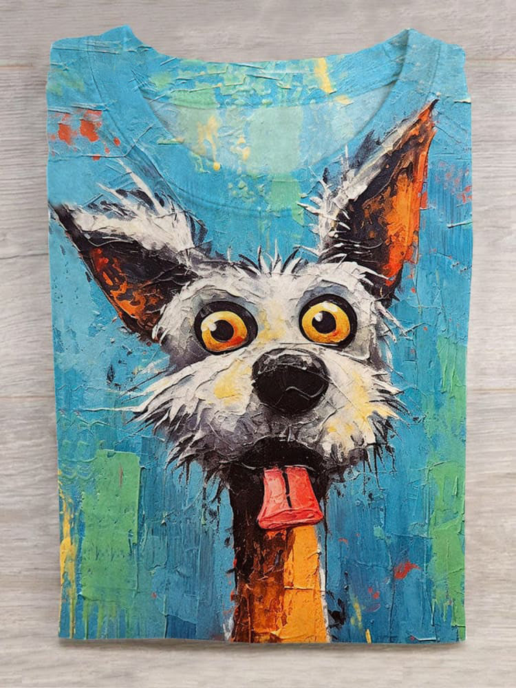 Funny Dog Art Print Fashion Unisex Tee