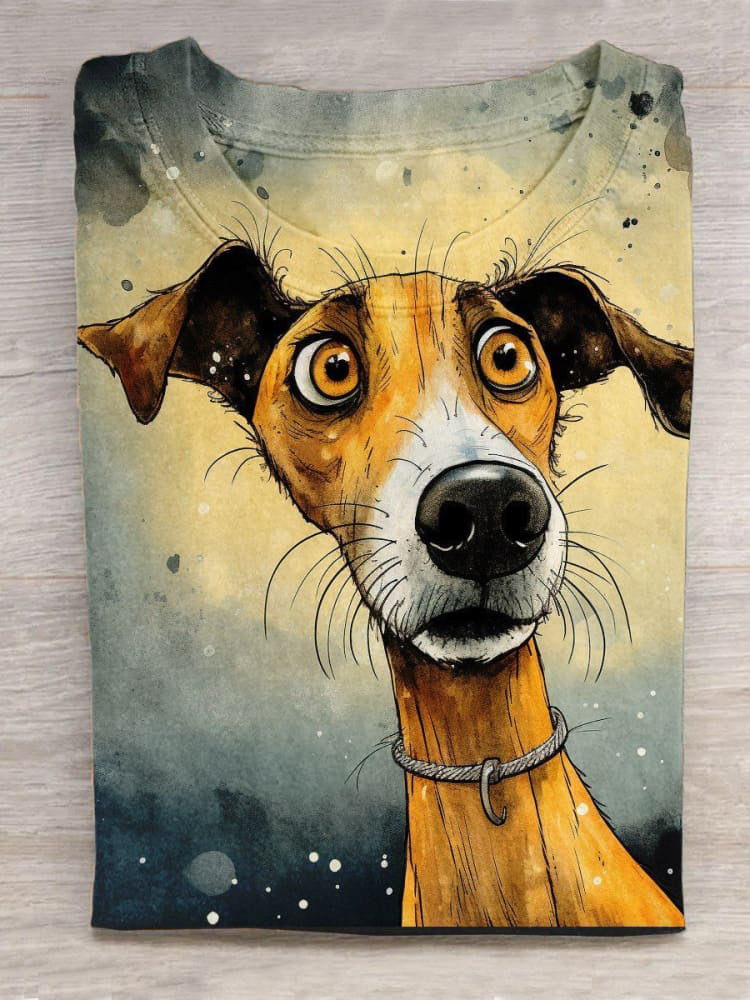 Dog With Funny Expression Art Print Unisex Tee