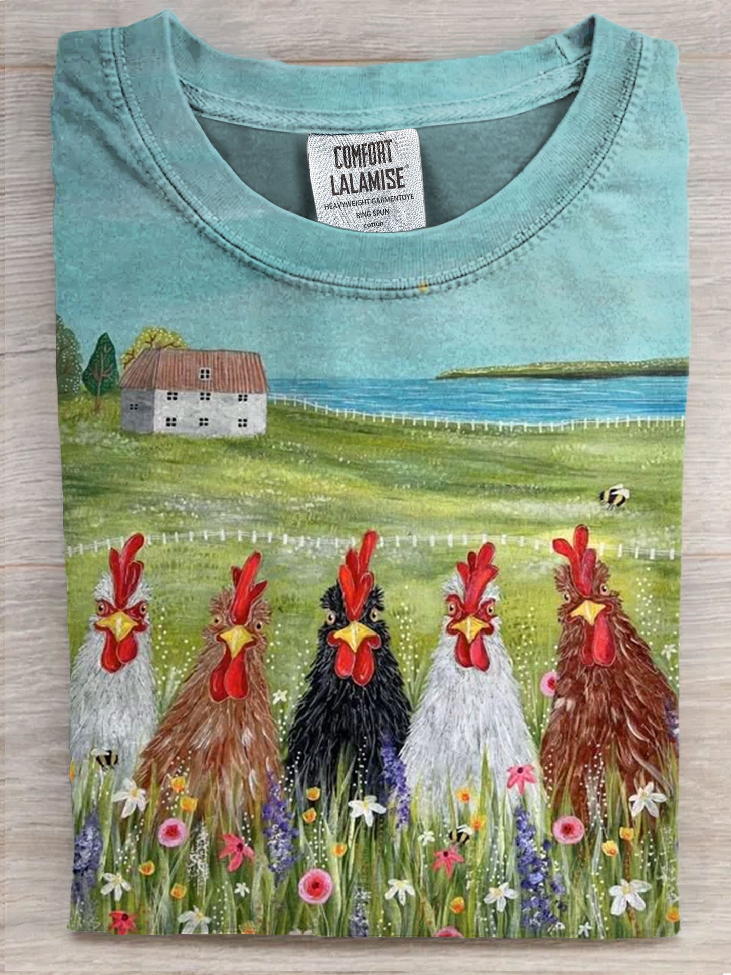 Bestie Funny Chicken Farmer Art Print Unisex Tee
