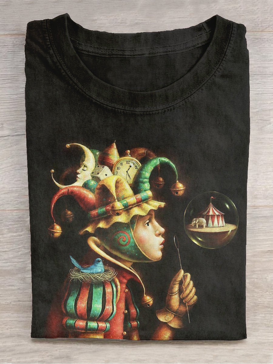 Bubble Blowing Clown Art Print Unisex Tee