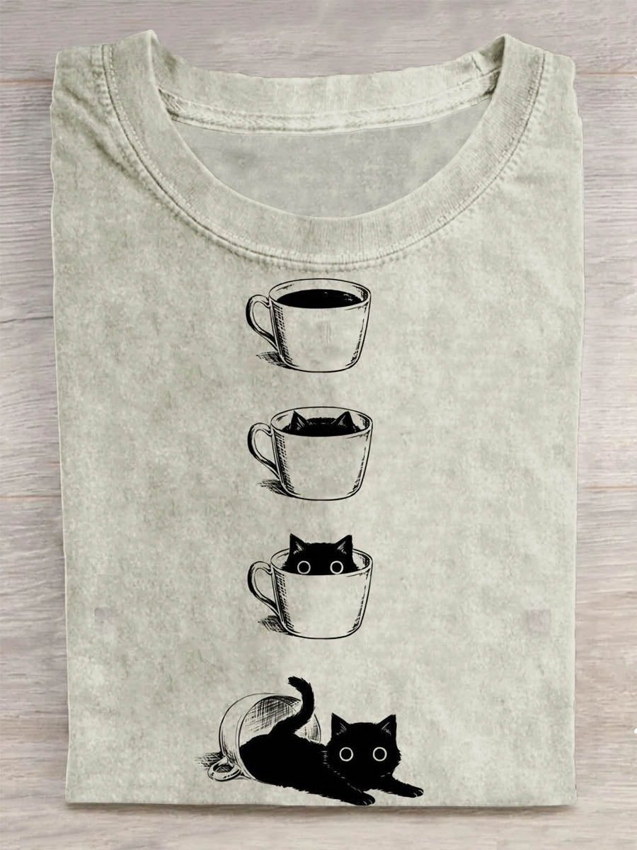 Unisex Fun Cat Abstract Print Unisex Tee