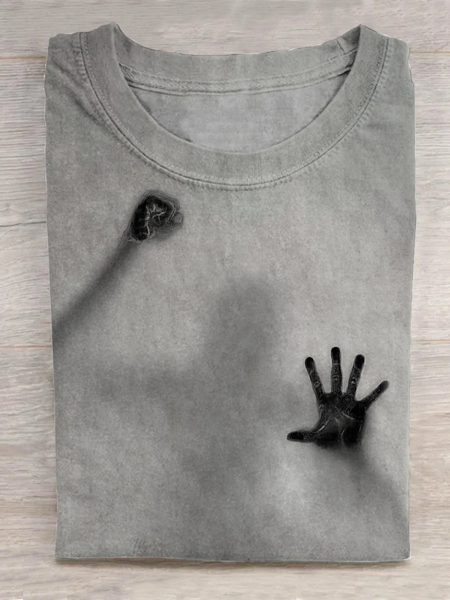 Shadow of Person Knocking on Glass Unisex Tee