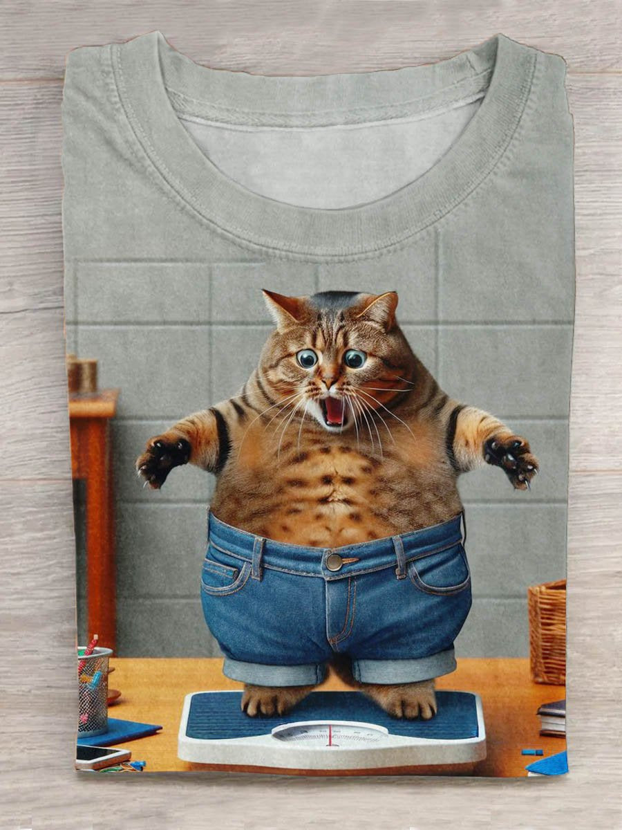 Funny Cat Art Design Print Fashion Unisex Tee