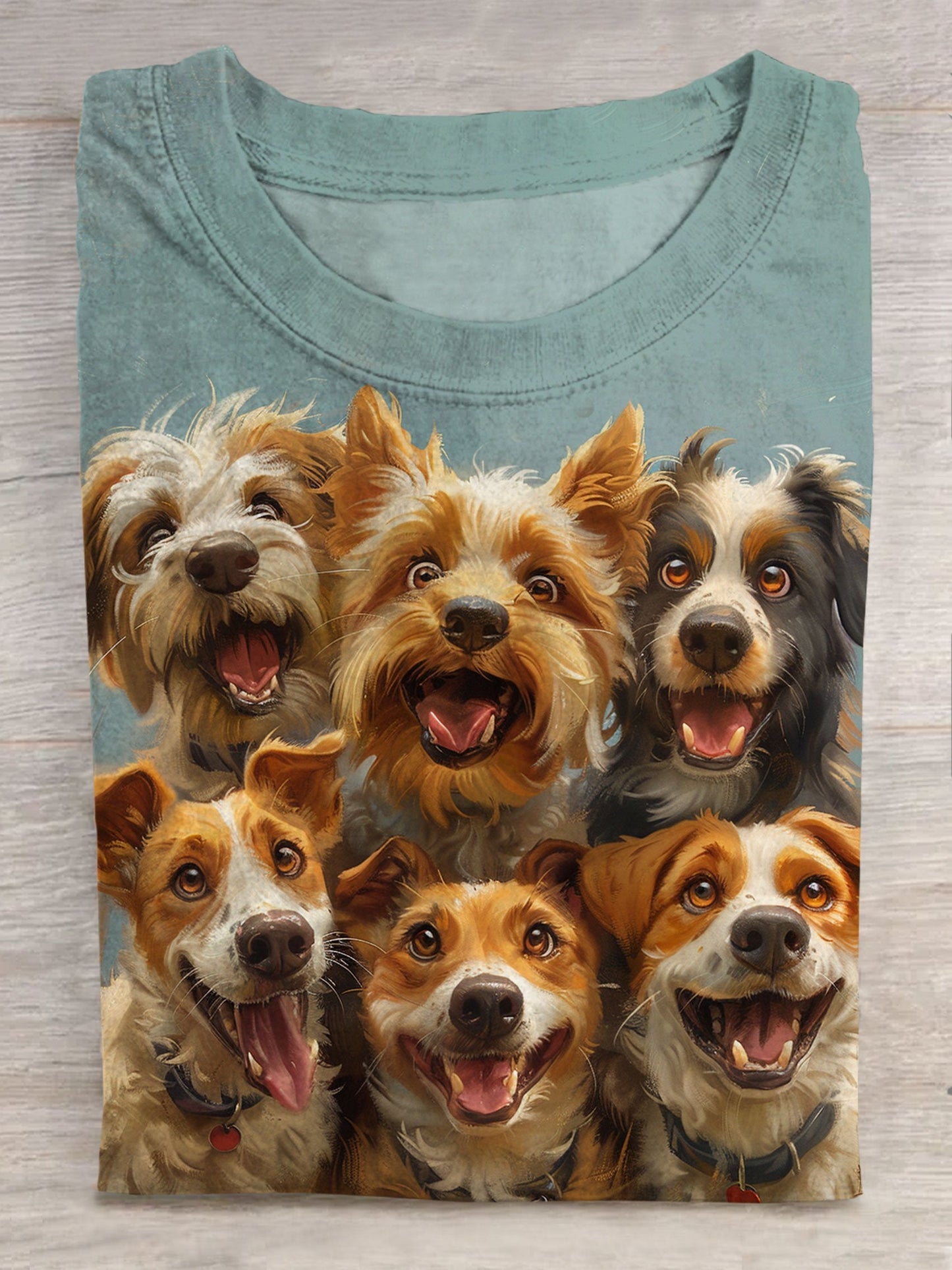 Cute Dog Art Print Short Sleeve Casual Unisex Tee