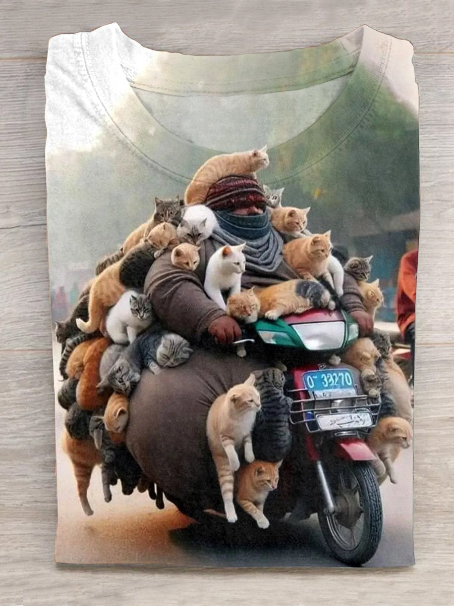 Funny Cat Art Print Casual Fashion Unisex Tee