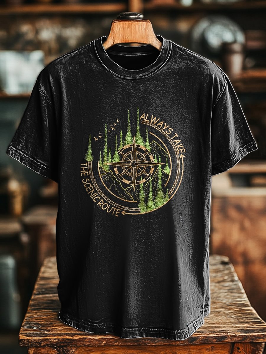 Unisex Vintage Camping Travel Graphic Printed Casual Loose Tee