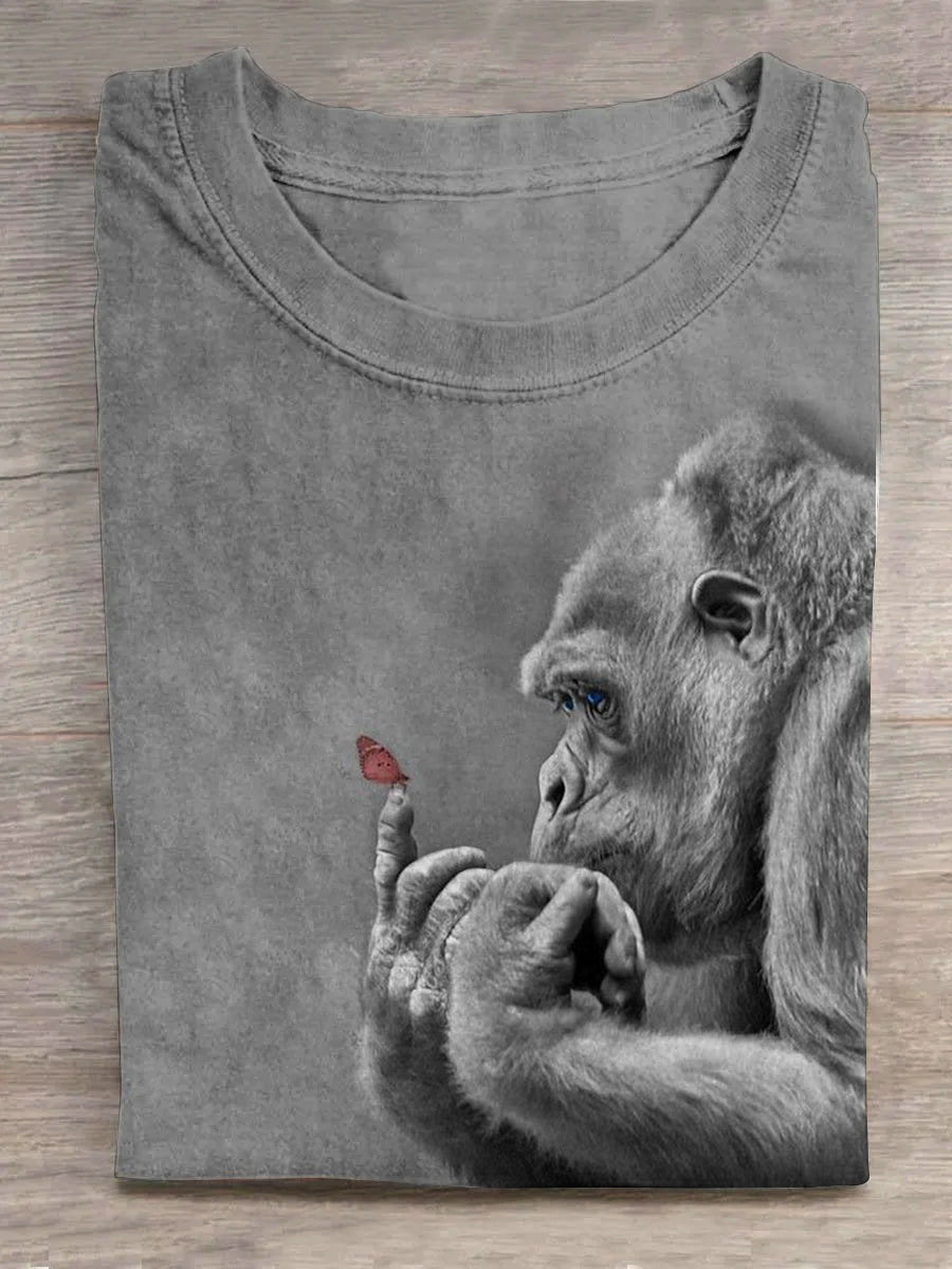 Orangutan and Red Butterfly Unisex Tee