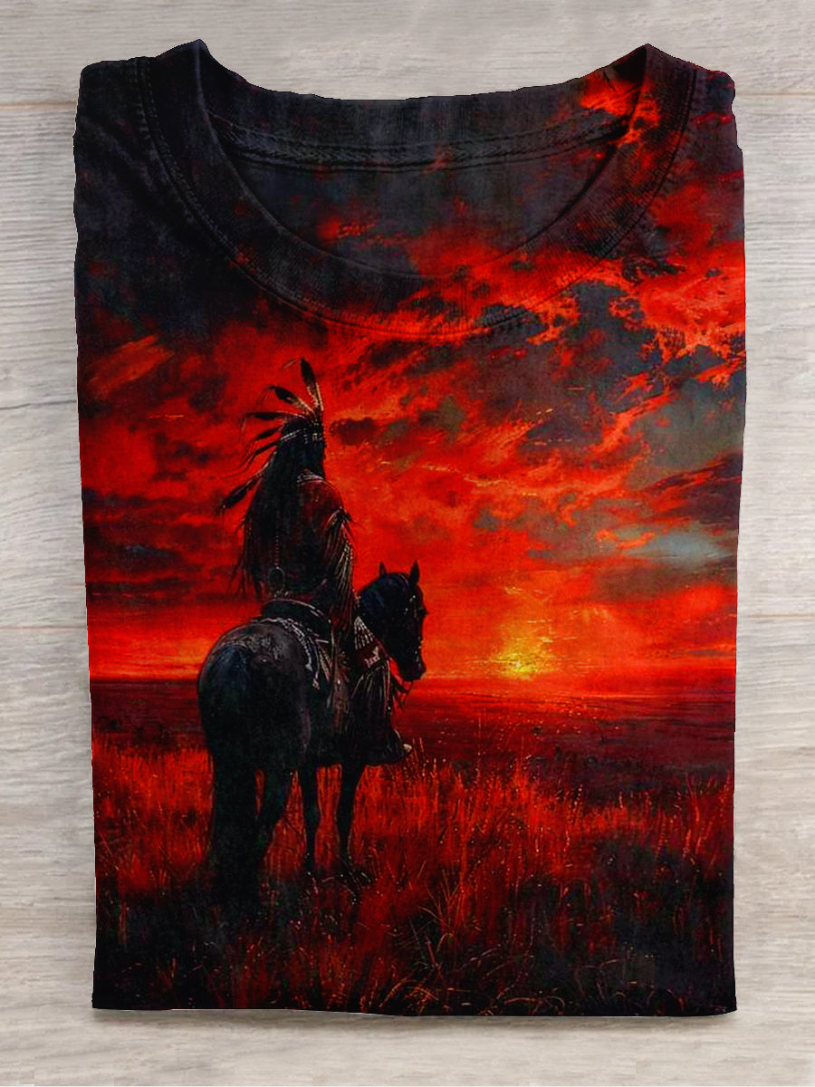 Unisex Red Sunset Art Print Unisex Tee
