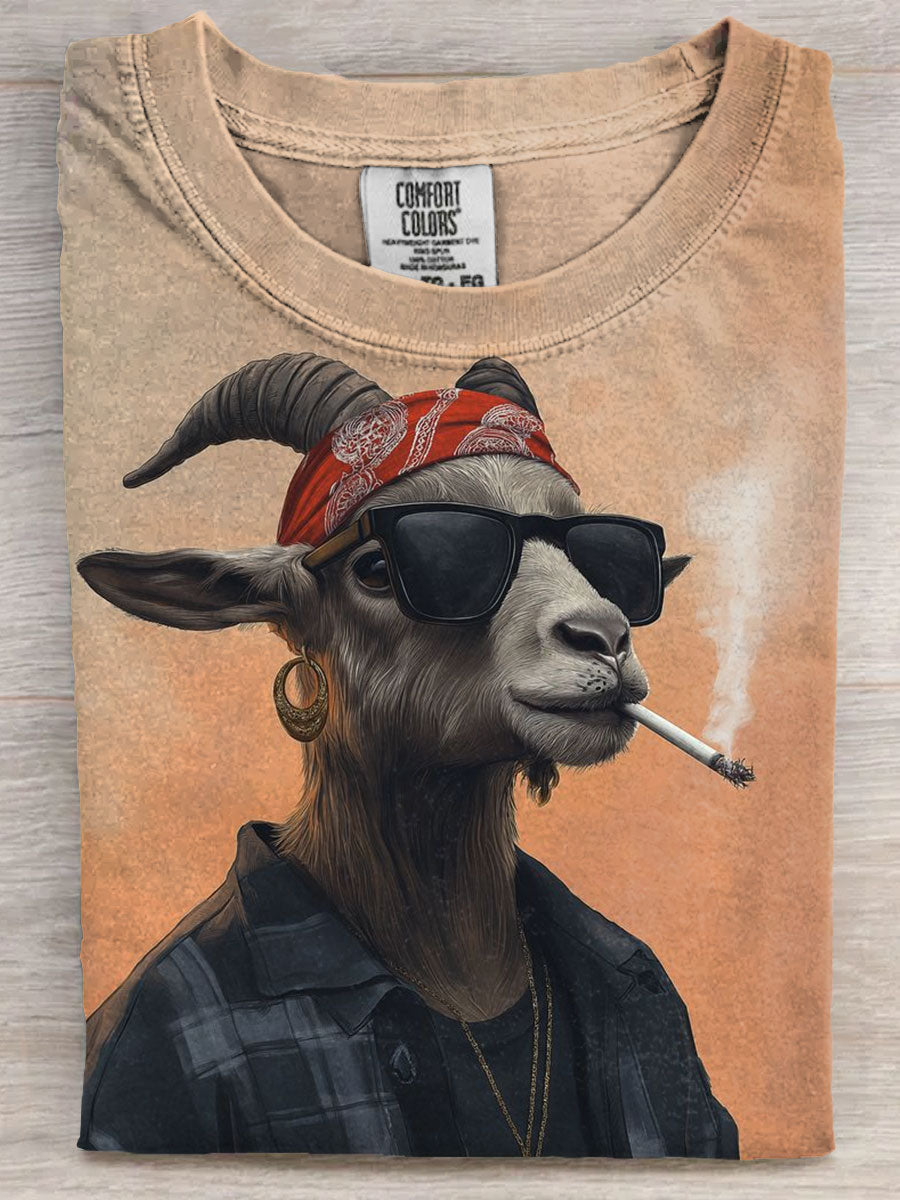 Cool Smoking Goat Art Print Unisex Tee