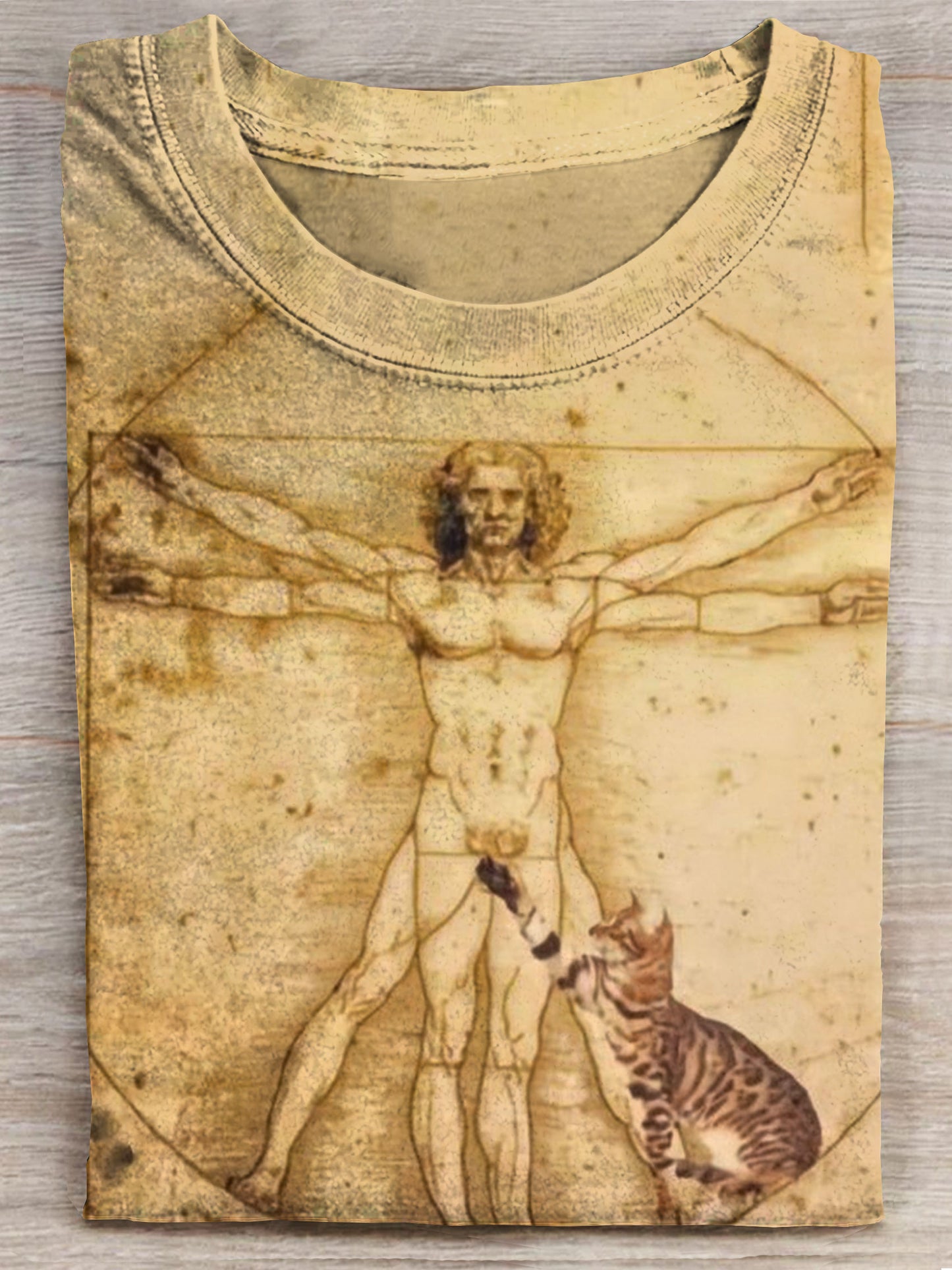 Vintage Funny Cat Art Print Unisex Tee