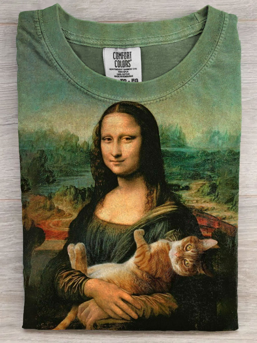 Funny VIntage Cat Art Print Unisex Tee