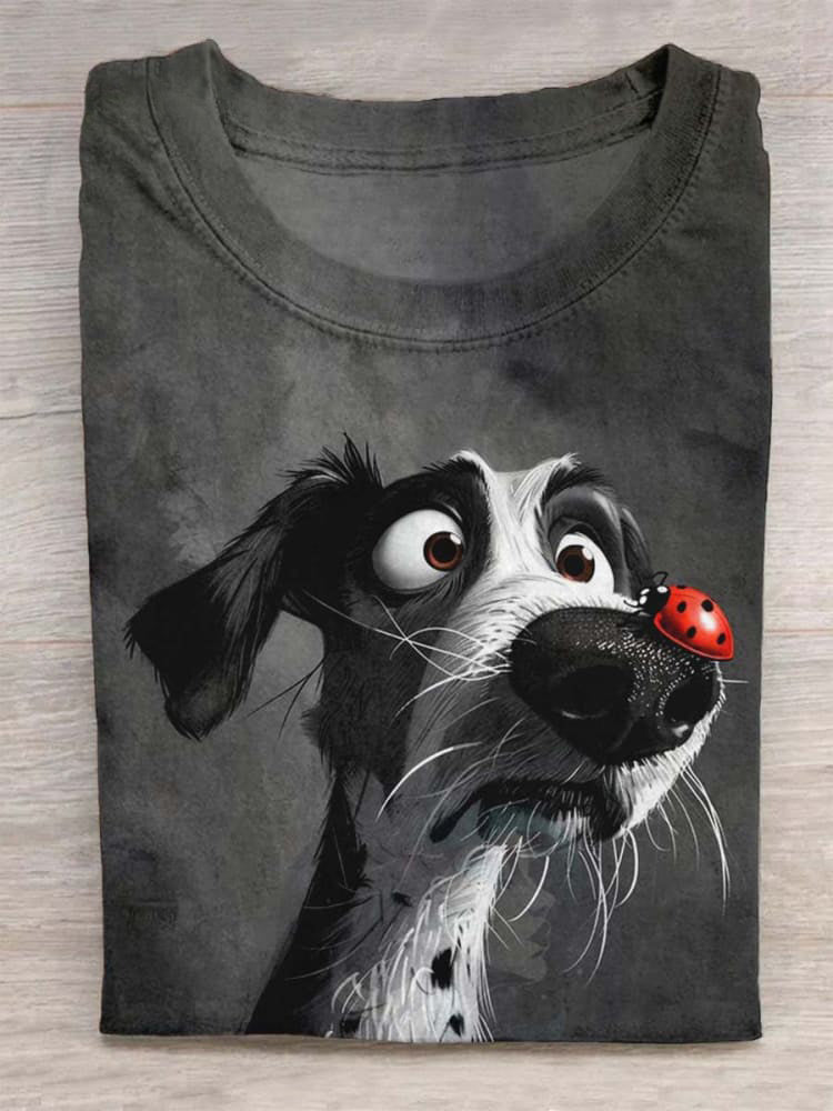 Hound Dog and Ladybug Print Unisex Tee