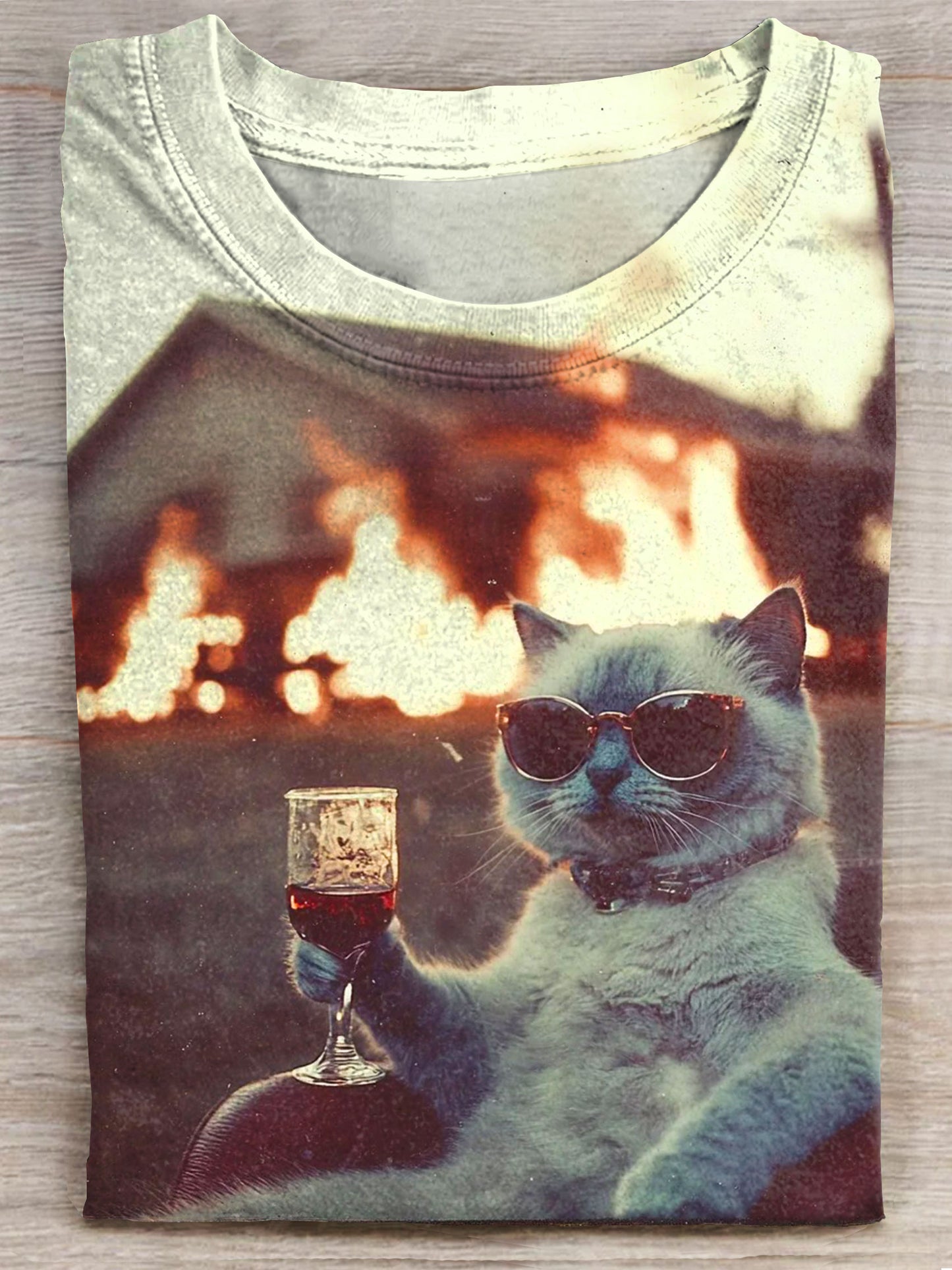 Chill Everybody Funny Cat Art Print Unisex Tee