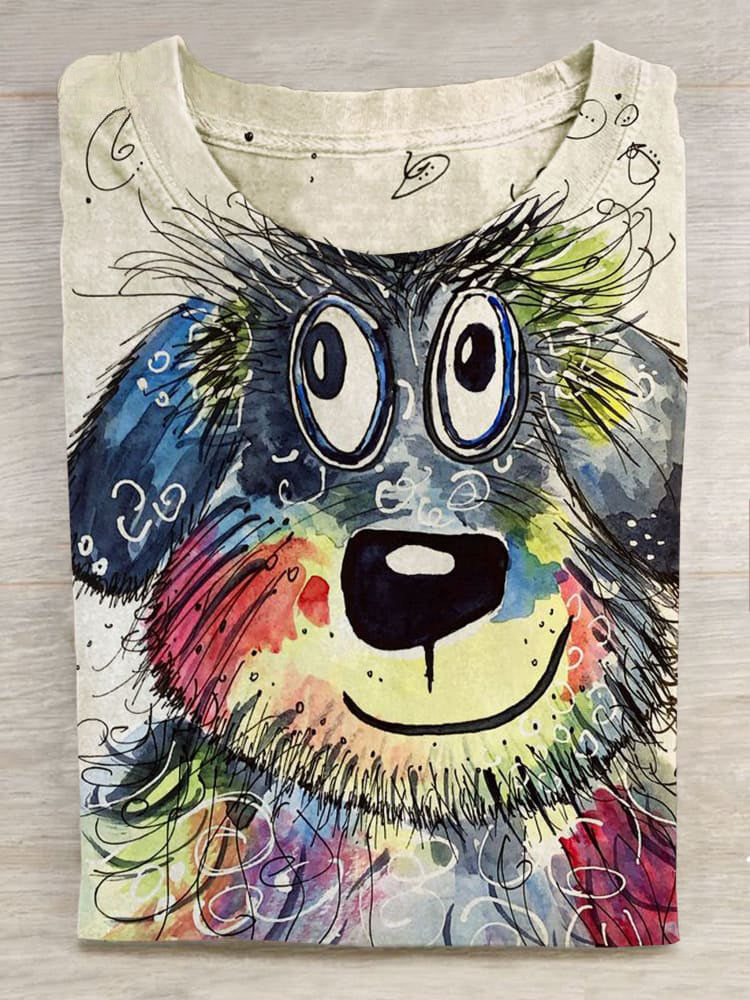 Funny Cute Dog Art Print Unisex Tee