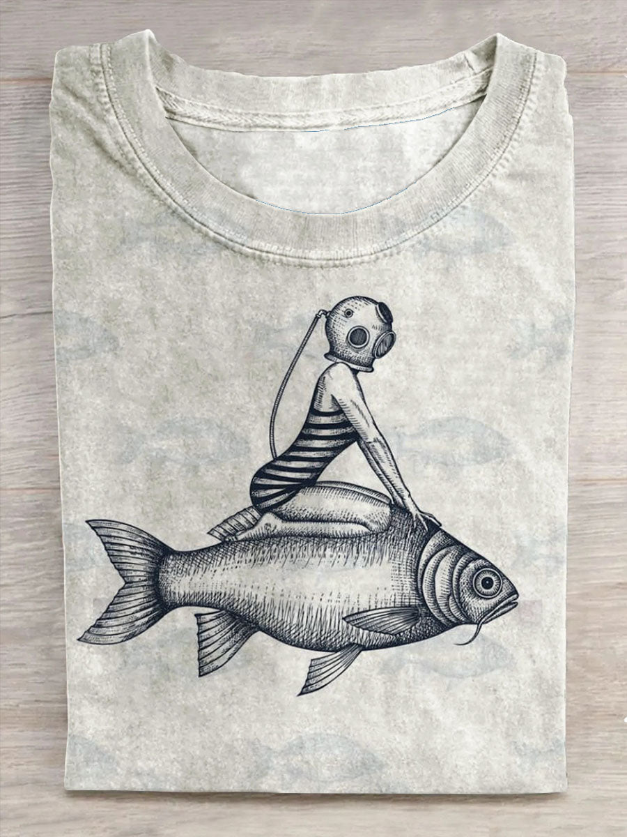 Unisex Fun Mermaid Abstract Print Unisex Tee