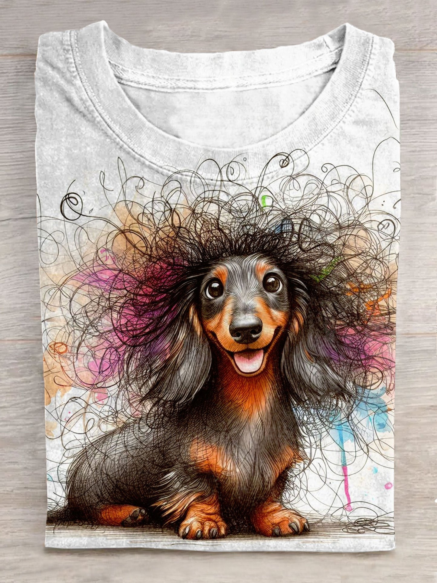 Funny Dog Art Pritn Casual Short Sleeve Unisex Tee