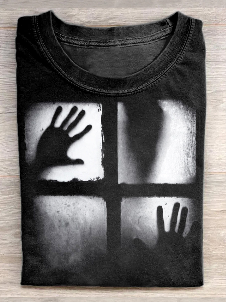 Unisex Thriller Shadow Print Casual Loose Tee