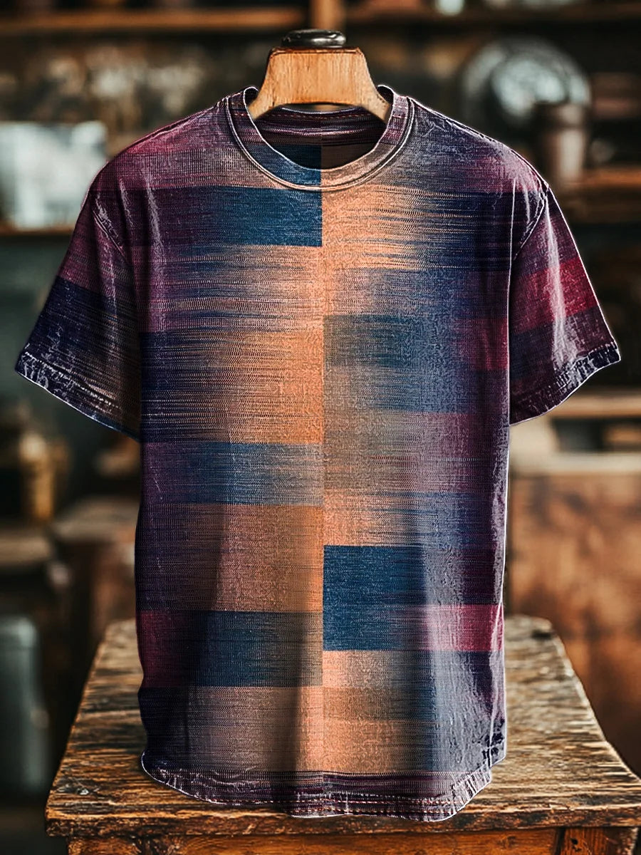 Unisex Vintage Gradient Geometric Print Tee