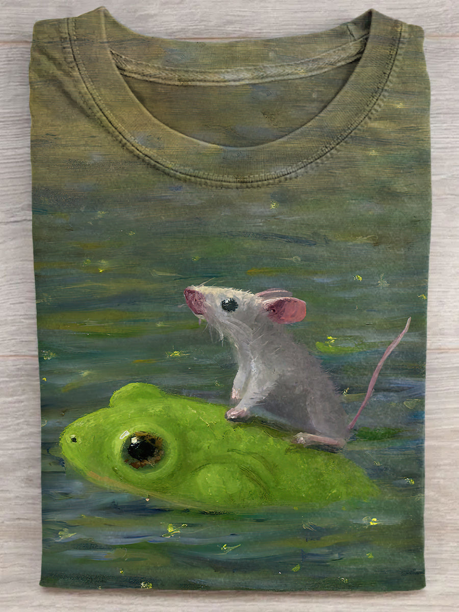 Frog And Mouse Art Print Unisex Tee