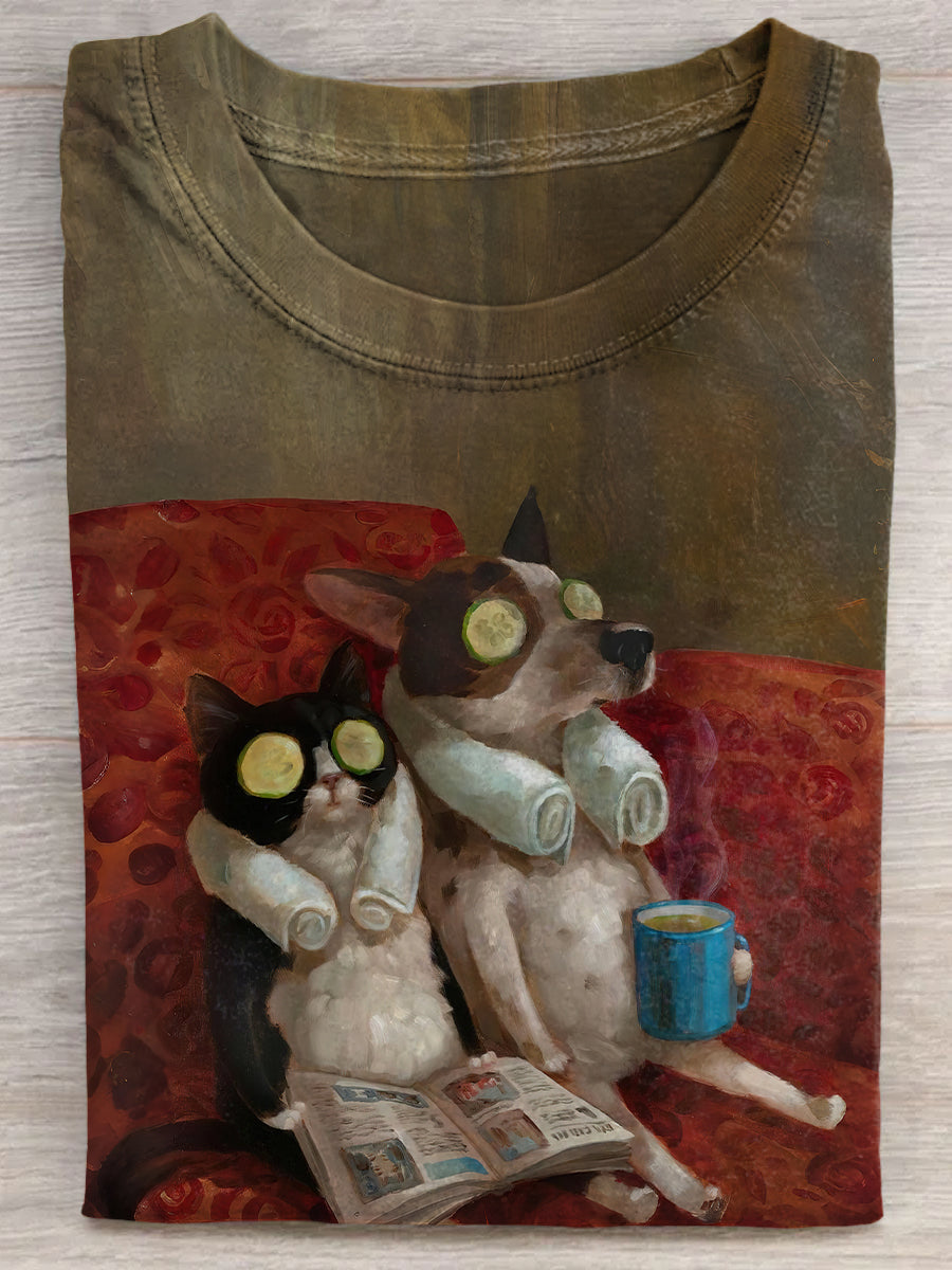 Cats And Dogs Wearing Facial Masks Unisex Tee