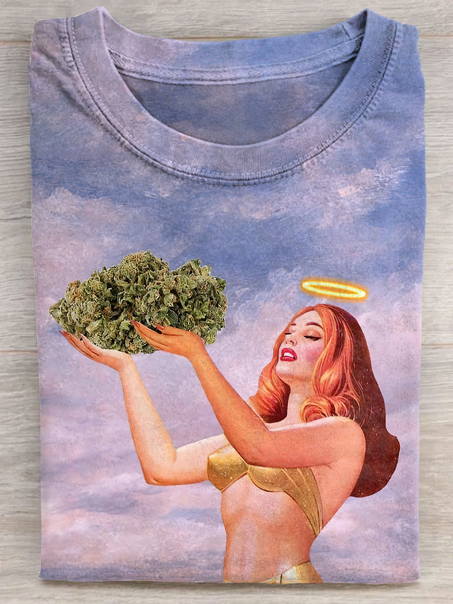 Mysterious Angel And Green Vegetables Unisex Tee