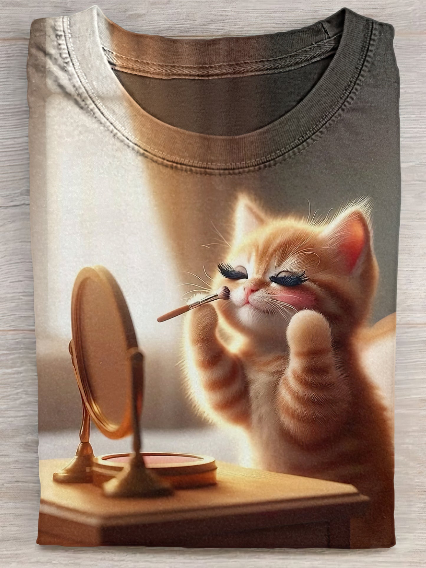 Fluffy Cat In Makeup Unisex Tee