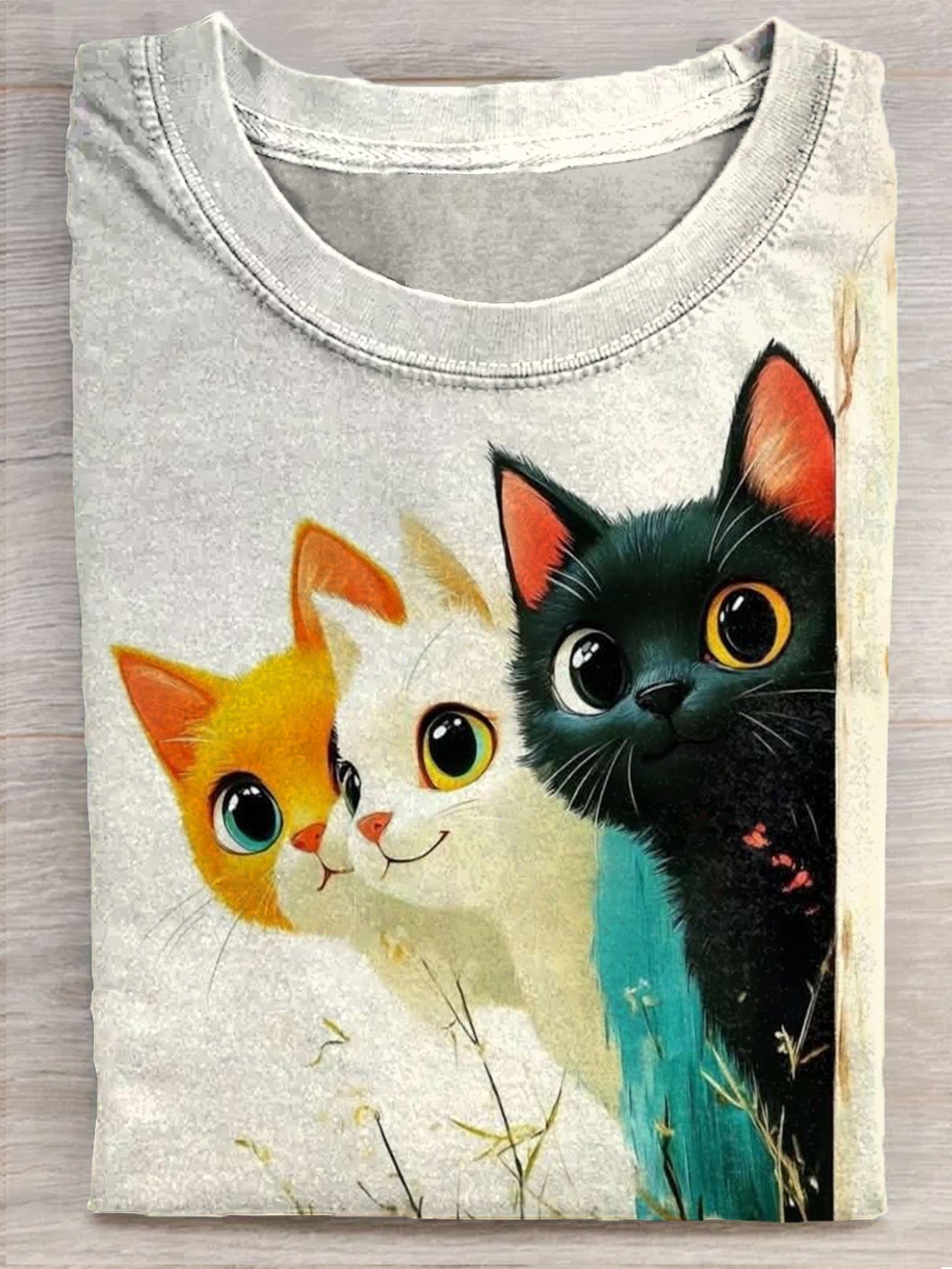 Three Cute Cat Art Print Unisex Tee