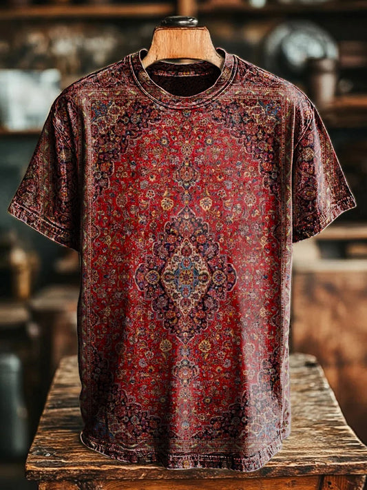 Unisex Vintage Ethic Art Print Casual Short Sleeve Tee