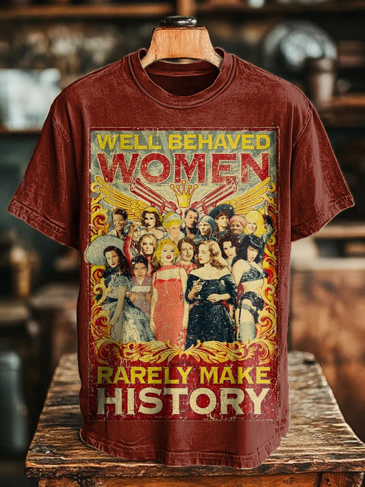Unisex Well Behaved Women Vintage Art Print Tee