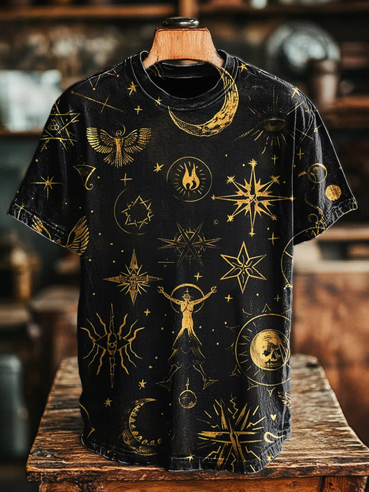 Unisex Retro Ethnic Star Pattern Geometric Art Print Tee