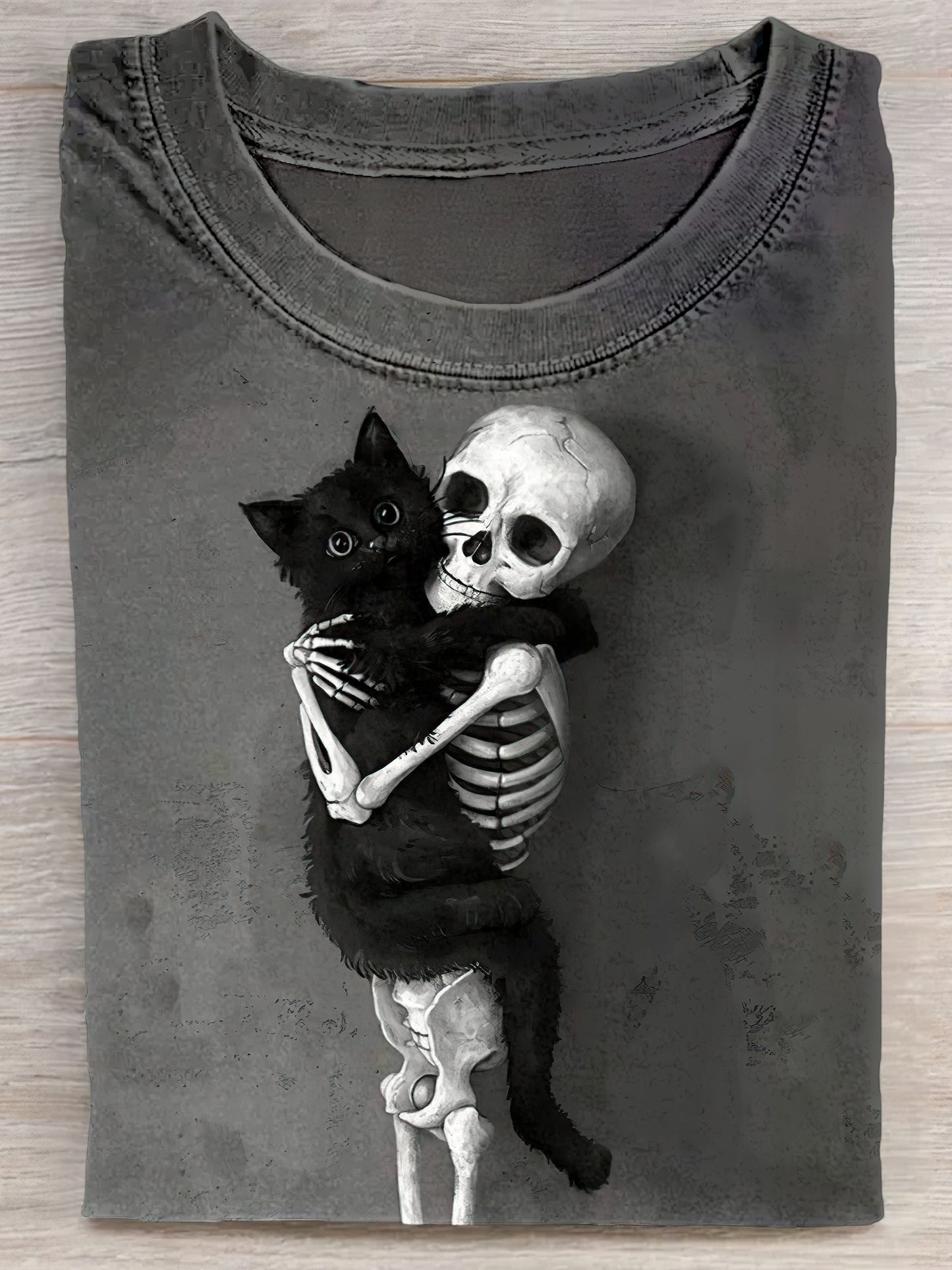Skeleton Holding A Cat Unisex Tee