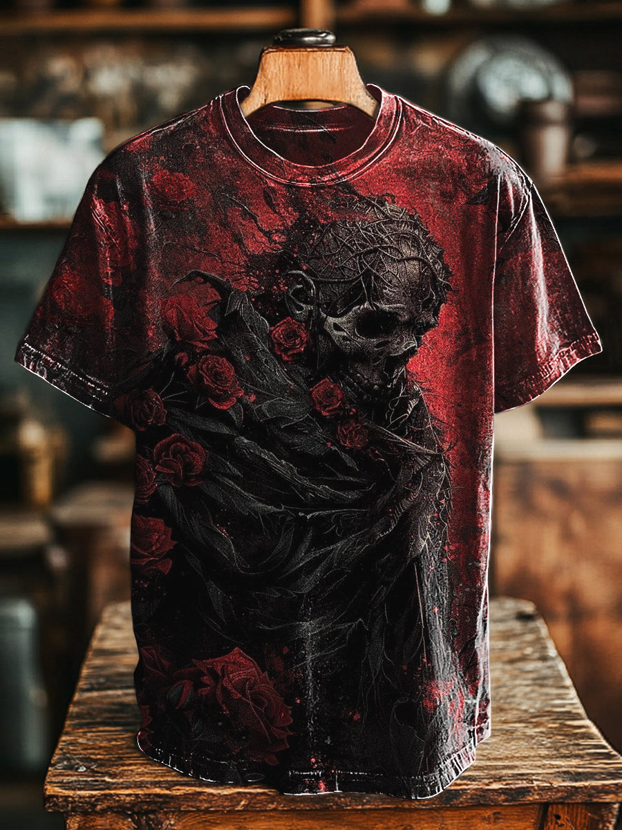 Unisex Retro Rose Skull Tee