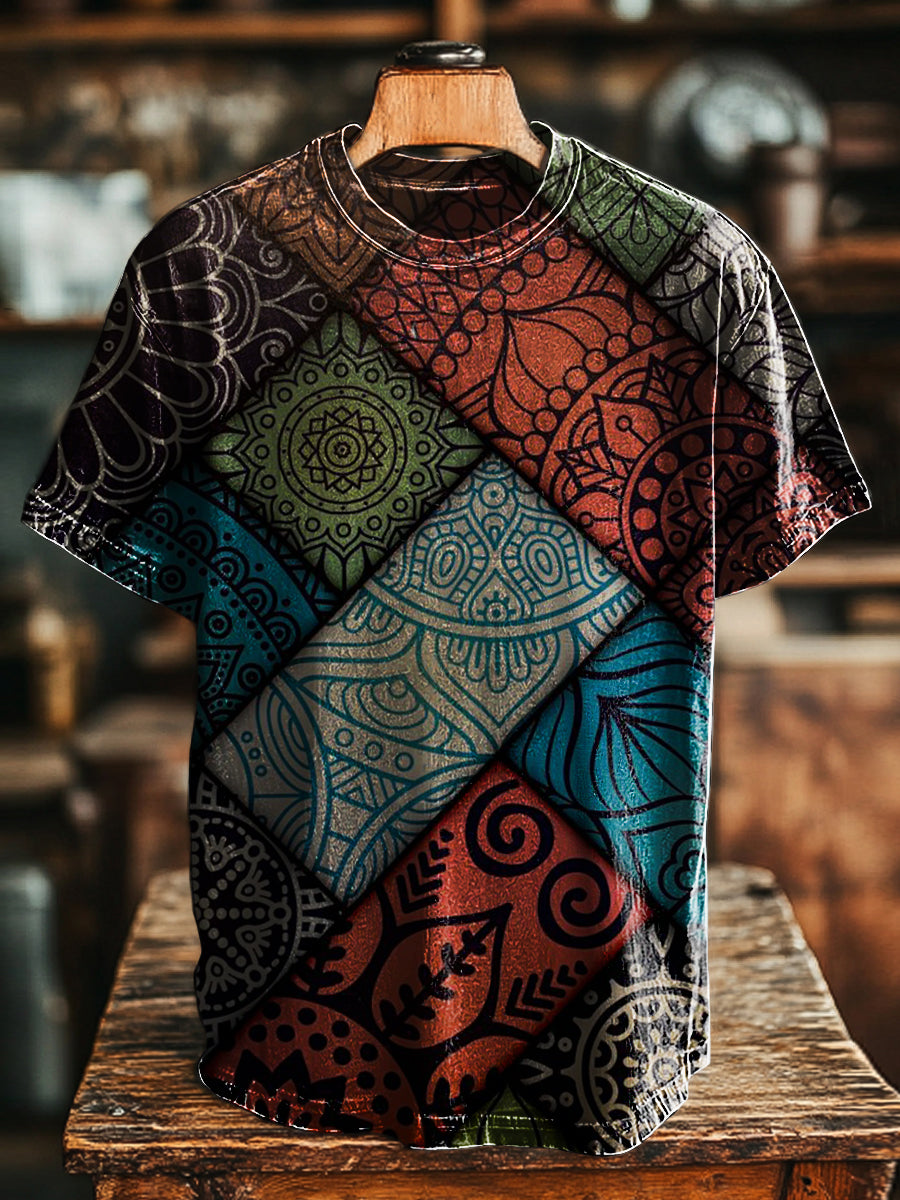 Unisex Patchwork Vintage Print Tee