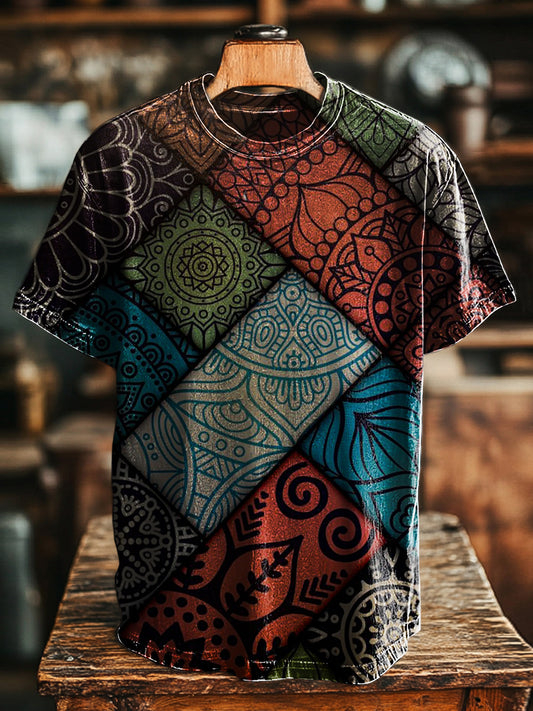 Unisex Patchwork Vintage Print Tee