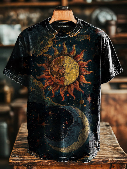 Unisex Sun  Moon Flower Art Print Tee
