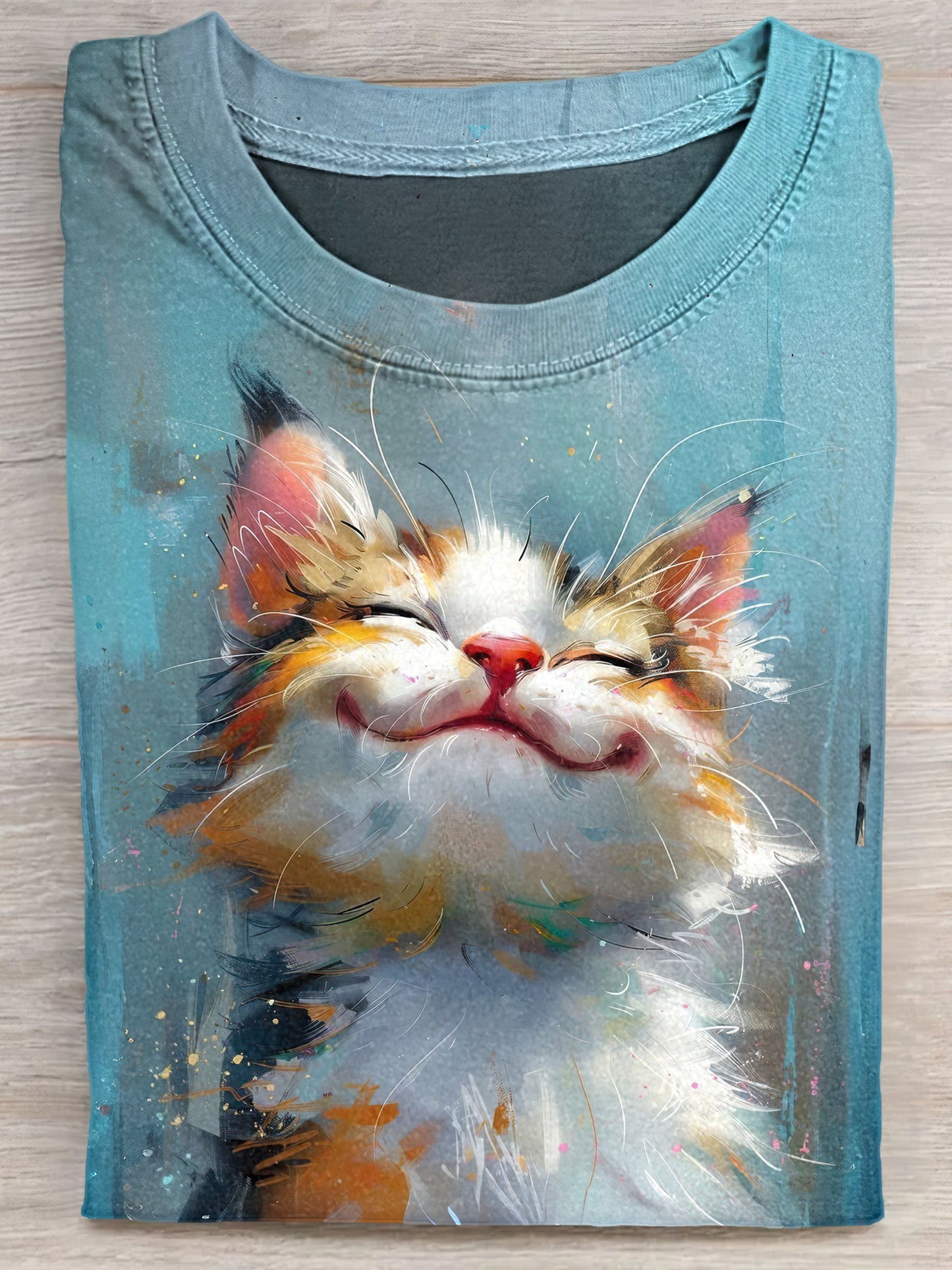 Smiling Cat Face Art Print Unisex Tee
