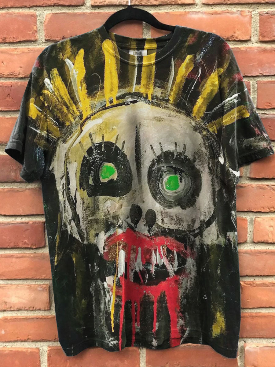 Graffiti Skull Art Print Casual Tee