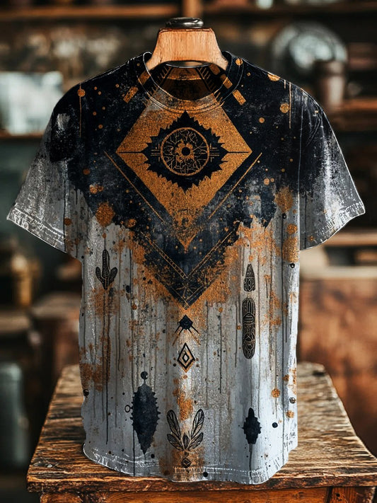 Unisex Retro Botanical Print Casual Tee