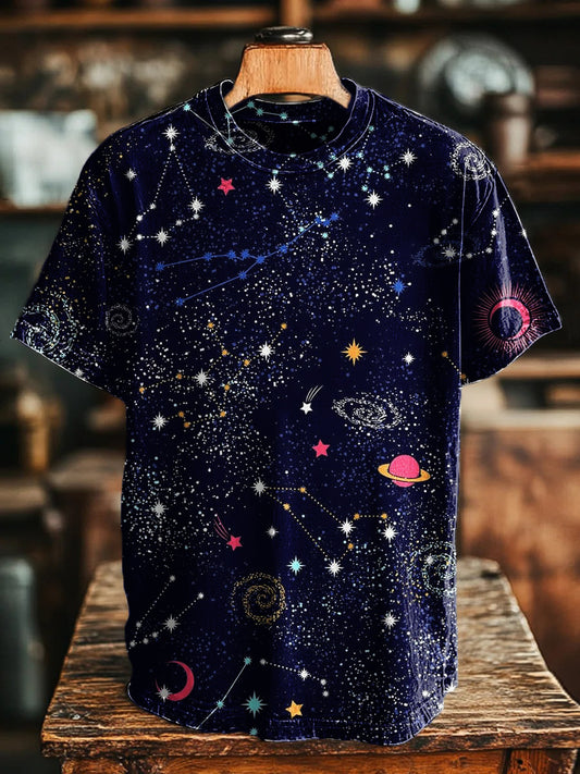 Unisex Retro Zodiac Pattern Geometric Art Print Tee