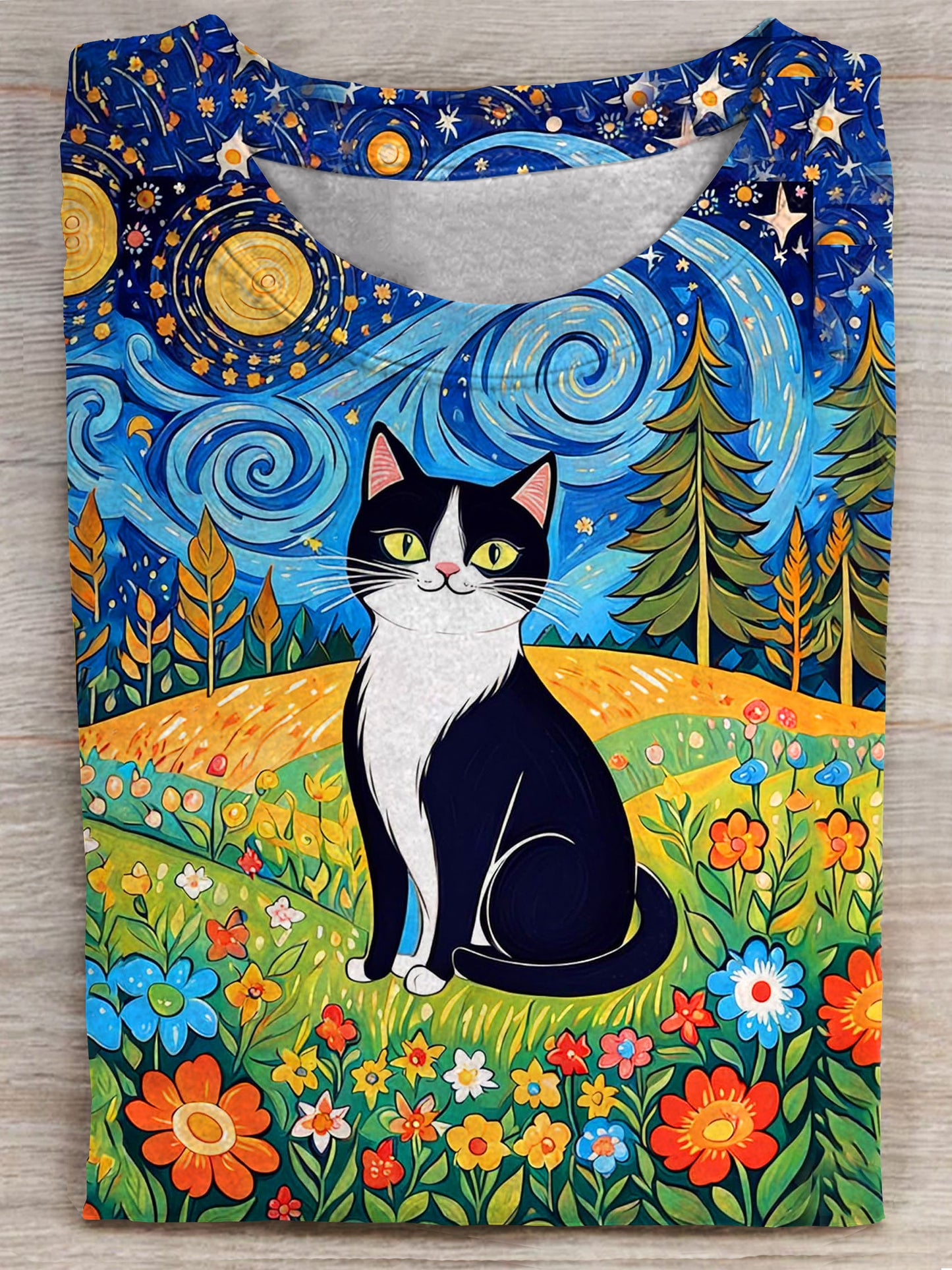 Cat Floral Art Print  Unisex Tee