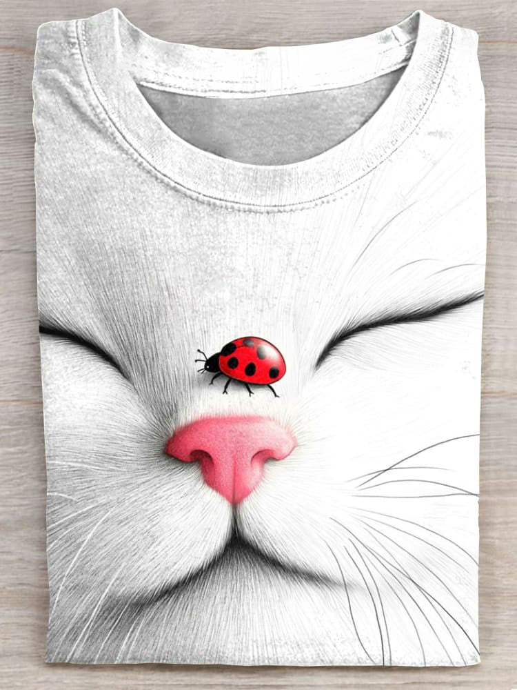 Cat Art Print Fashion Casual Unisex Tee