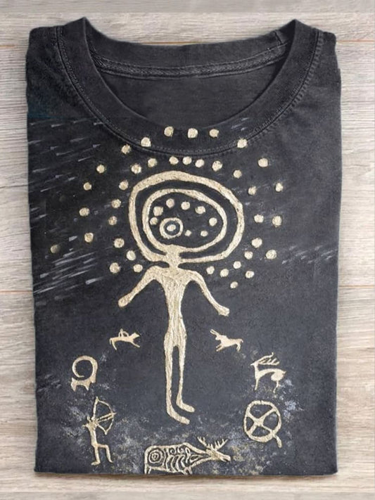 Retro Art Illustration Printed Unisex Tee