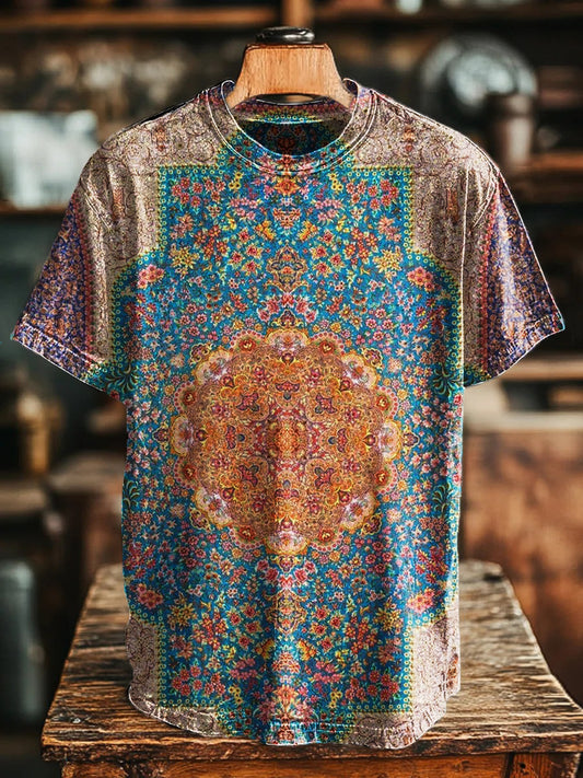 Unisex Vintage Colorful Ethnic Print Casual Tee