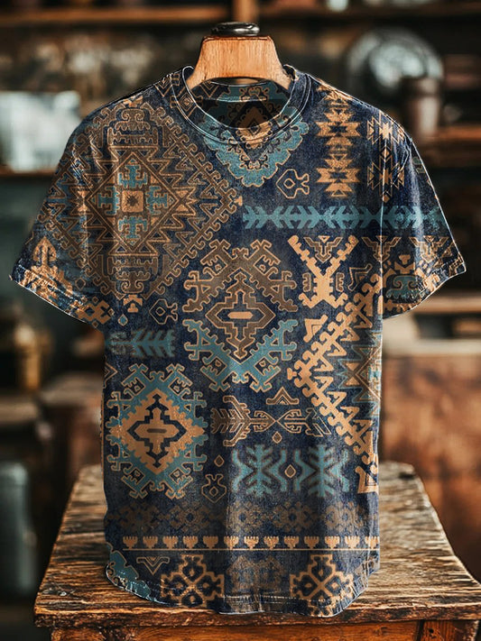 Unisex Vintage Ethnic Casual Print Casual Tee
