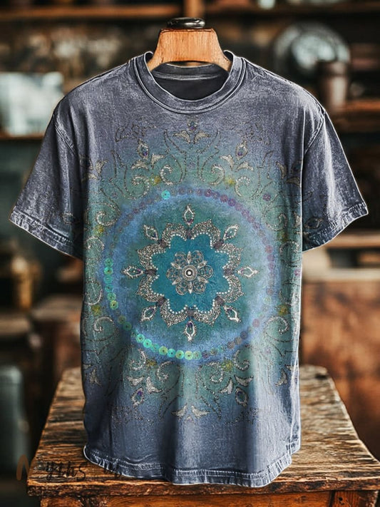 Unisex Vintage Ethnic Floral Art Print  Tee