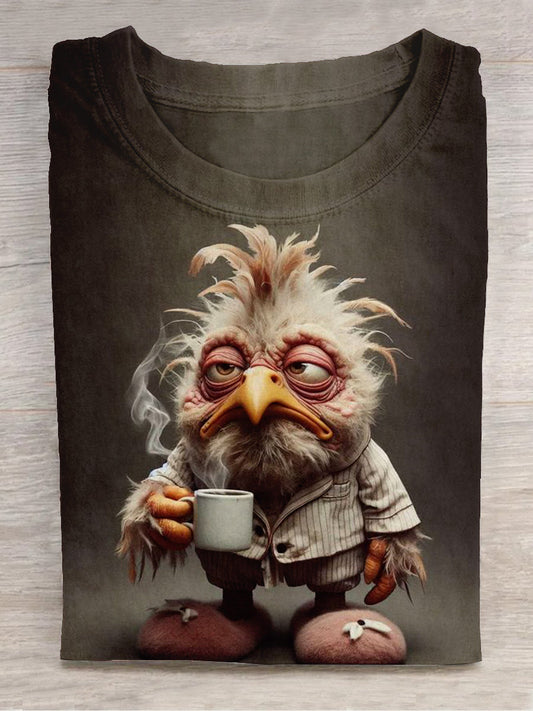 Funny Coffee Chicken Art Print Unisex Tee