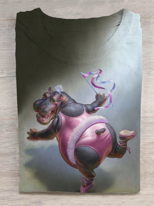 Dancing Circus Hippopotamus Unisex Tee